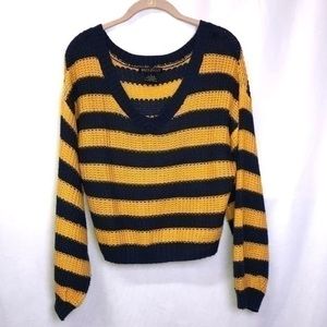 Runaway7 Striped Log Sleeve Sweater, Size L